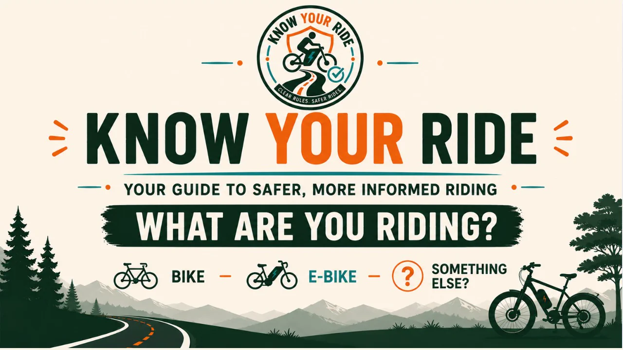 Know Your Ride artwork introducing bike and e-bike identification.