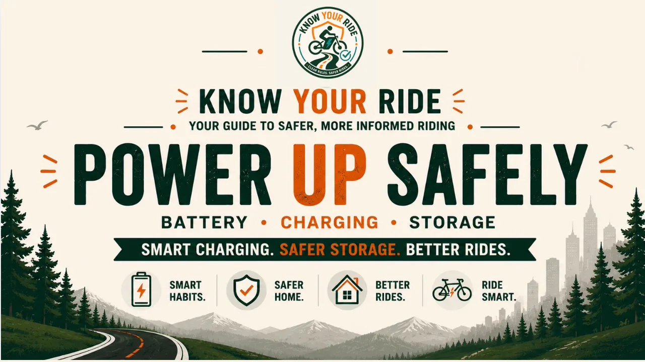 Know Your Ride artwork about battery, charging, and storage habits.