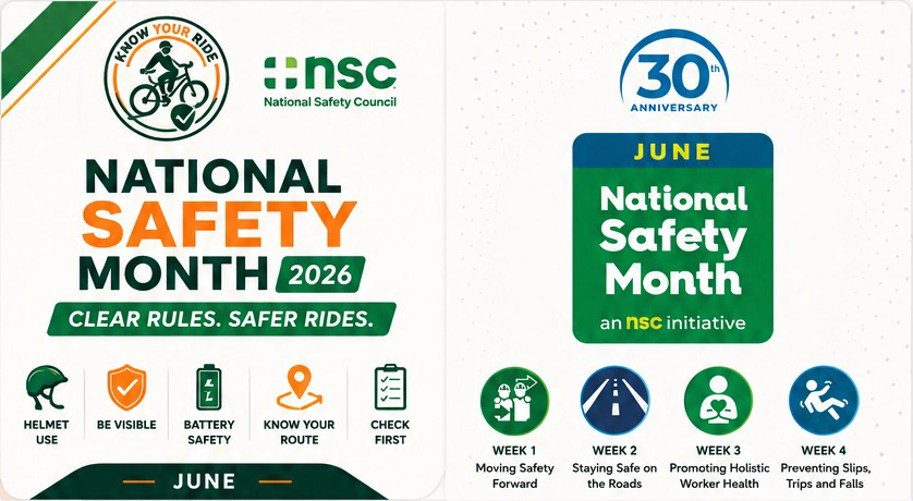 National Safety Month 2026 visual highlighting practical bike and e-bike safety habits through Know Your Ride.